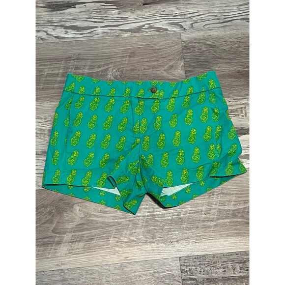New J. Crew shorts size 00 women green chino pineapple shorts - Picture 1 of 3